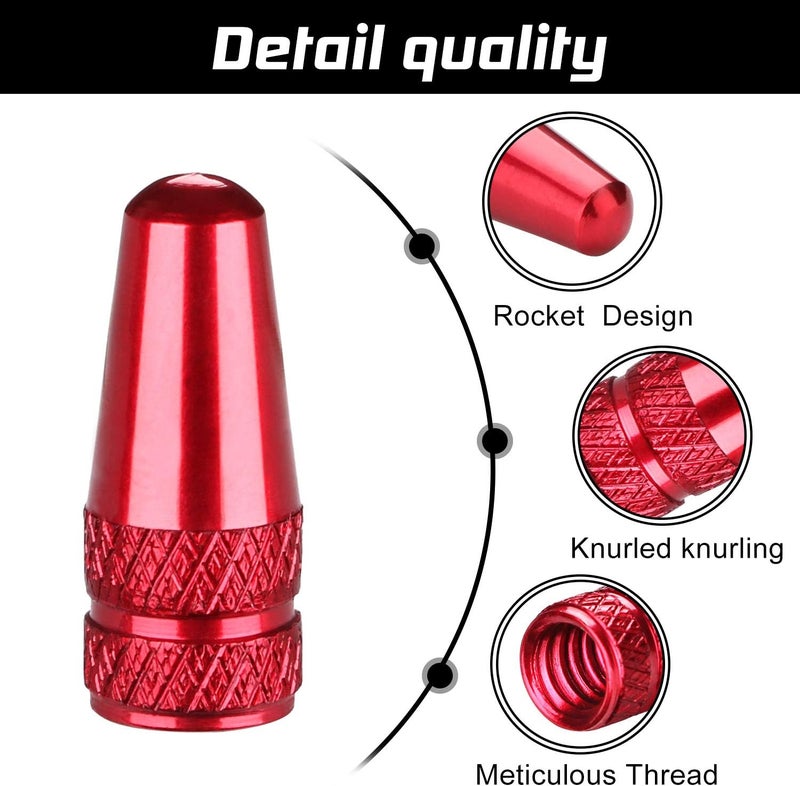 TPMSCENTER Aluminum Presta Valve Stem Caps – Red Tire Air Dust Covers for Bike (4 Pack) – Fit French Valves on Road, MTB, Hybrid, Racing, Fitness, Folding & Fat Bikes - Image 3